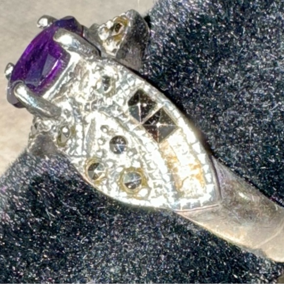 Vintage Judith Jack Amethyst & .925 Sterling Silver & Marcasite Ring Sz 8 READ - Picture 6 of 12